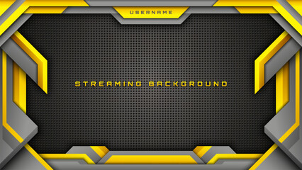 Wall Mural - Yellow and Grey Streaming Background Template, Modern Gaming Overlay for Live Broadcasts