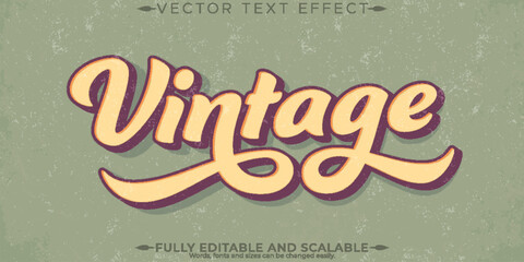 Wall Mural - retro sticker text effect, editable 70s and 80s text style