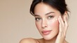 © Nunthaphuk - Minimal beauty routine facial mist Woman applying skincare on her face gently. skin hydration in minimal beauty routine