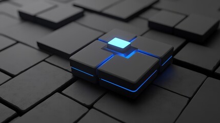 Glowing cube innovation digital tech abstract background