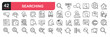 © Bradericon - Set of line icons related to search, magnifying glass, research, zoom. Outline icons collection. Editable stroke. Vector illustration