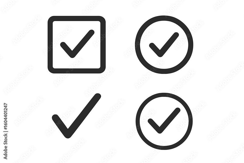 Vector check mark icon collection. Set of checklist, done, and approved ...