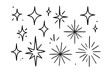 © Gerry - Hand drawn star and sparkle doodle set. Black and white minimalist celestial elements. Cute twinkle and glitter sketch collection for decoration. Vector magic shine illustration.