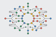 © Sadia - Abstract circuit board design with colorful nodes and connections arranged in a symmetrical pattern