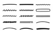 © Jakzui - Hand drawn underline set. Black marker, brush, pen strokes, lines for highlighting text. Doodle, scribble, sketch style emphasis elements. Vector illustration collection.