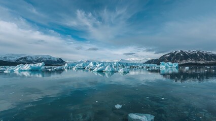 Wall Mural - icy lagoon located on the southern shore of a nordic island