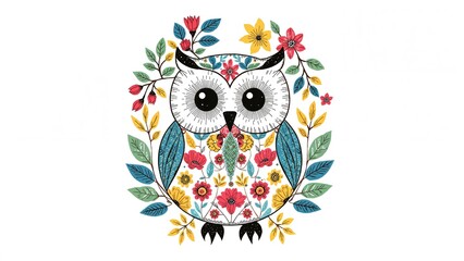 Canvas Print - lovely floral-themed owl artwork. perfect for t-shirts, apparel, cards, posters, and nursery decorat