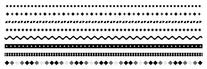Geometric Decorative Borders and Lines Collection. seamless illustrator brush stroke set