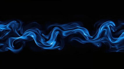 Poster - creative texture of blue flame and smoke on a dark wave surface