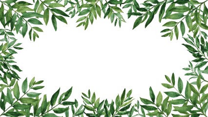 Wall Mural - watercolor green foliage frame. botanical vector assortment great for save the date, invitations, th