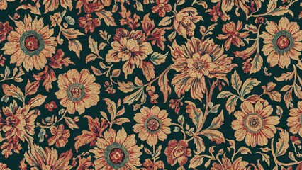Wall Mural - seamless background pattern with traditional floral ornamental design