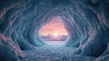 Wall Mural - enchanted frozen wilderness illuminated by vibrant neon lights and frosty textures