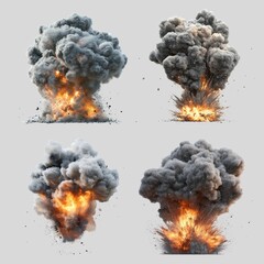 Wall Mural - explosion bomb design element set