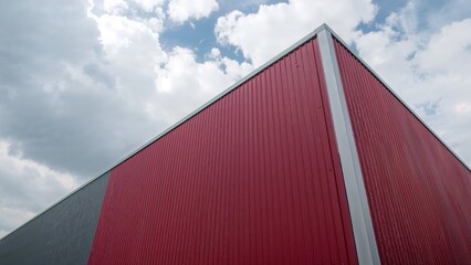 Wall Mural - commercial building featuring metal composite panels beneath a cloudy blue sky.