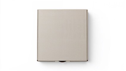 Closed pizza box design template shown from above with clear delivery packaging.
