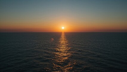 Wall Mural - as night approaches, sunlight shines on an ocean-based solar plant. progress in the energy industry.