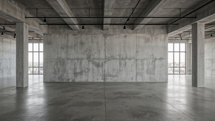 Wall Mural - minimalist architectural background featuring a modern concrete exhibition area and vacant gallery s