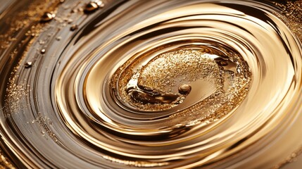 Wall Mural - swirling golden liquid creating mesmerizing patterns in a shallow dish