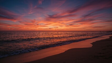 Wall Mural - spectacular evening skies paint calm coastal vistas with striking colors.