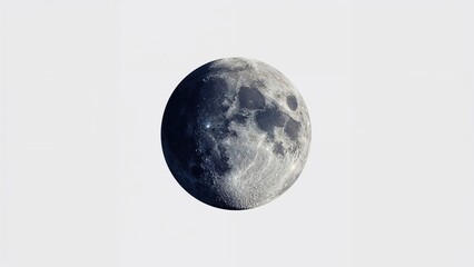 Wall Mural - a detailed moon is seen drifting in space against a white canvas.