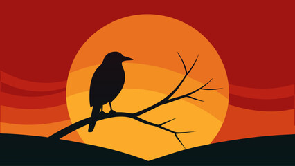 bird silhouette perched on a tree branch