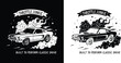 © vectyx2 - Vintage muscle car burnout illustration with smoke and stars in bold black and white style for t shirt design with throttle junkie classic drive theme