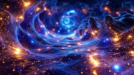 Wall Mural - Abstract Cosmic Energy Flow with Galaxies and Stars