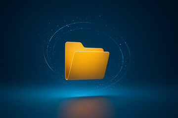 Wall Mural - digital information archive: a radiant digital file folder, enveloped in a luminous aura, symbolizin