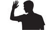 © Zulfa - Silhouette of a man waving his hand on a white background. Vector illustration.