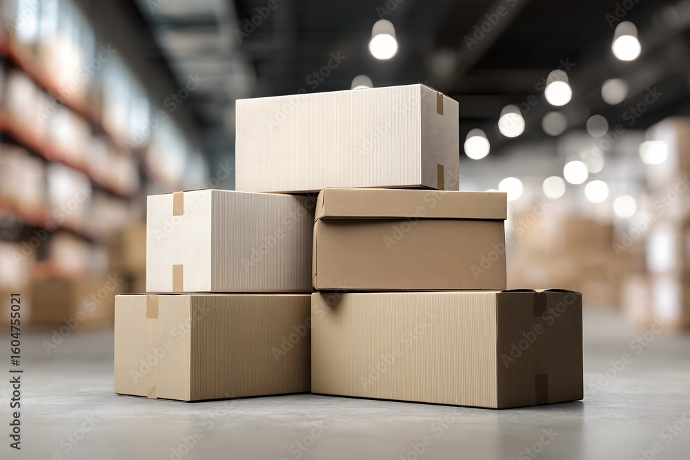 Cardboard boxes warehouse storage, Shipping boxes logistics facility ...