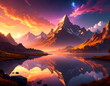 © Diki - Majestic Mountain Lake Sunset with Starry Sky Reflection
