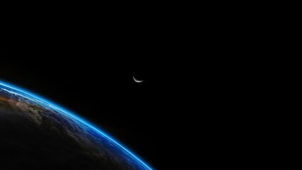 Wall Mural - Earth, moon, galaxy and sun in dark space