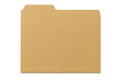 © Komora - Manila folder sitting closed against transparent surface, representing document storage and filing organization system