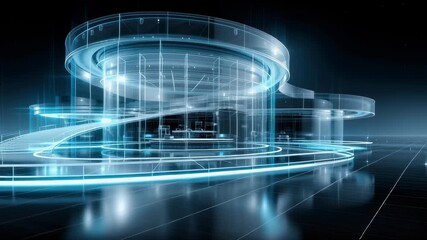 Wall Mural - a modern building 3d architecture hologram simulation
