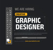 © graphic harmoney - 'hiring Creative Graphic Designer to join our team' vector illustration poster in black background with tools panel