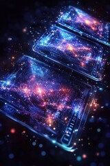 Wall Mural - futuristic glowing circuit designs featuring holographic highlights and technological themes