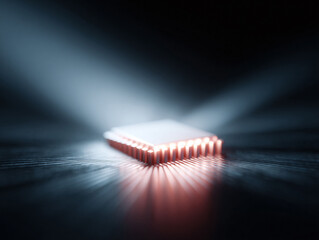 Wall Mural - a glowing computer chip on a circuit board, symbolizes technologys power and innovation. ideal for t