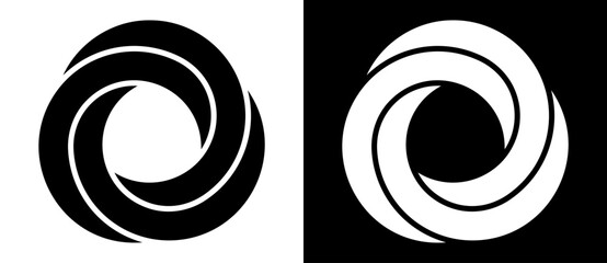 Wall Mural - abstract background with spiral. art lines design logo or icon with 3 parts. a black figure on a whi