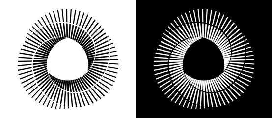 Wall Mural - set of circles with lines. black spiral on white background and white spiral on black background. dy