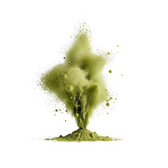 Wall Mural - dynamic explosion of vibrant green powder against a stark expanse, a captivating burst of color