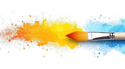 Wall Mural - vibrant paintbrush splatter on black canvas, an abstract art explosion of color colorful