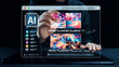© InfiniteFlow - AI platform generating art images with dynamic interface. AI-generated content appears in image gallery artificial intelligence view. Genrative AI loading multiple image from AI design engine. Elide