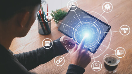 Wall Mural - cloud computing, cloud strategy, and cloud technology transforming digital infrastructure with scala