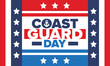© scoutori - U.S. Coast Guard Day in United States. Federal holiday, celebrated annual in August 4. Sea style. Design with anchor and shield. Patriotic element. Poster, greeting card, banner and background