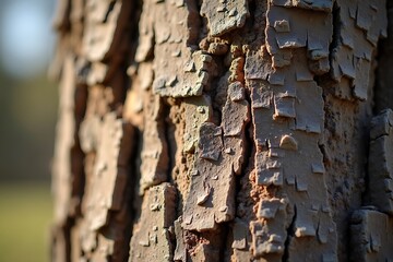 Close up of rough textured tree bark with shallow depth of field