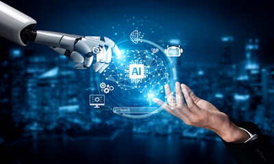 Wall Mural - ai assistant brain processor with llm technology, big data, machine learning, generative ai for busi