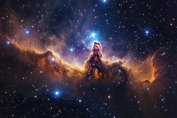 Wall Mural - captivating cosmic display highlighting a vibrant nebula with countless stars scattered in the expan