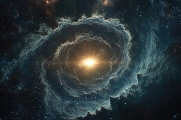 Wall Mural - rotating nebula showcasing swirling gases and distant stars in the cosmos, an animated rotating nebu