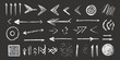 © Perfect Vector - Hand drawn chalk style arrows and abstract scribbles set with grunge texture in white on dark background for design and decoration elements vector illustration