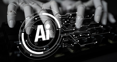Wall Mural - ai assistant brain processor with llm technology, big data, machine learning, generative ai for busi